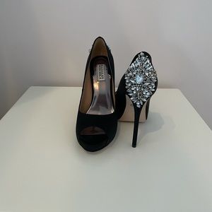 Badgley Mischka Kiara Crystal Back Open Toe Pump